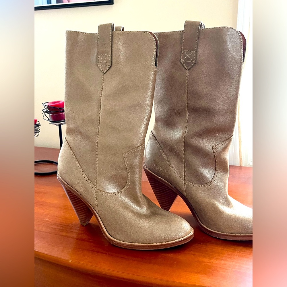 Metallic gold boots by M Kors